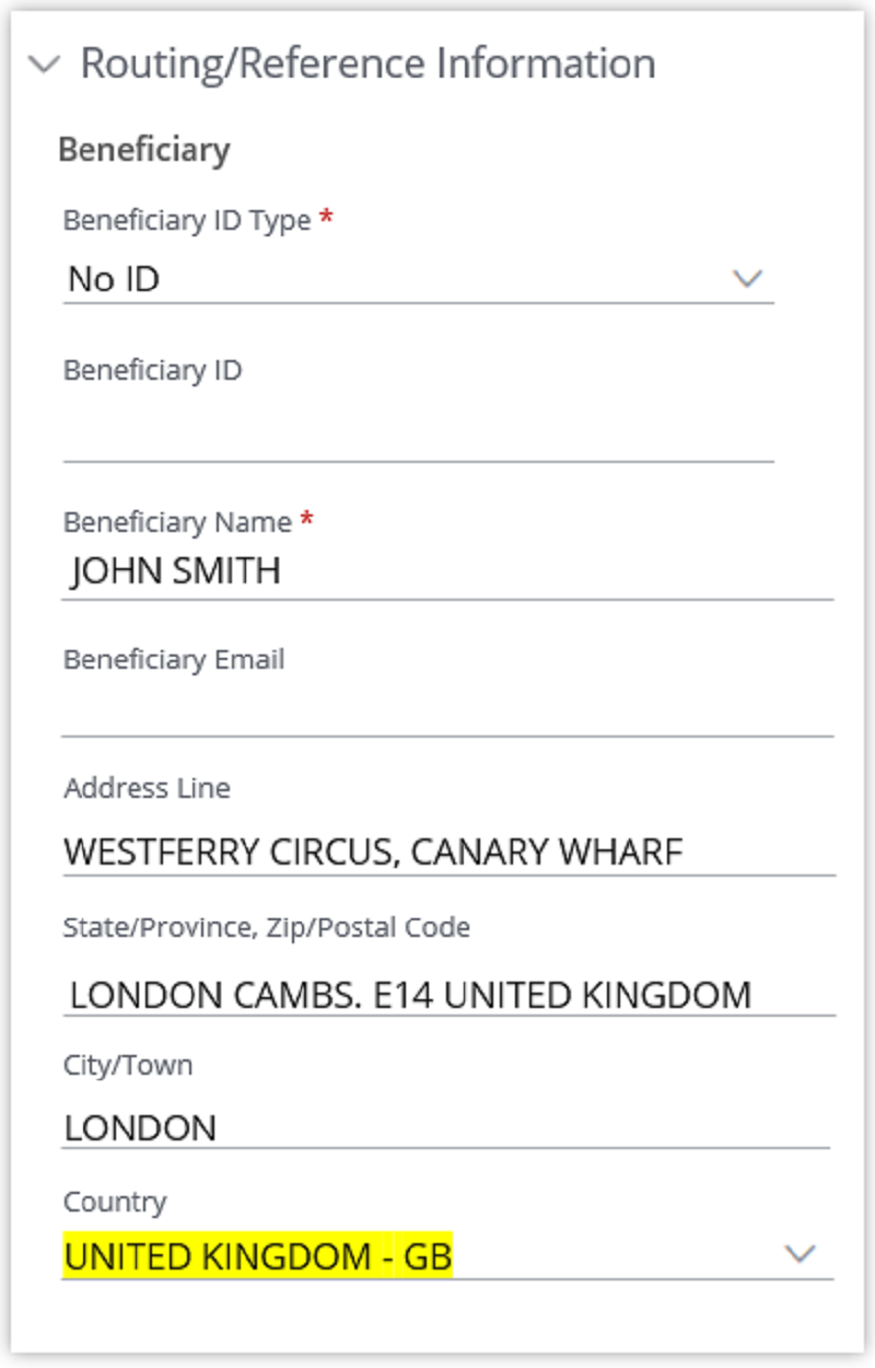 Routing/Reference information
