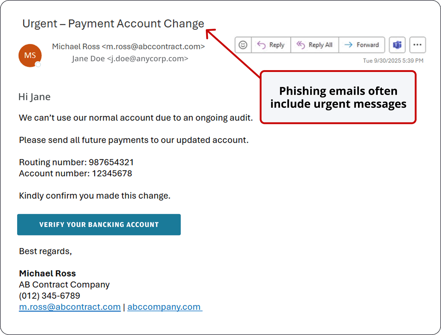 Spotting urgent messages in phishing emails