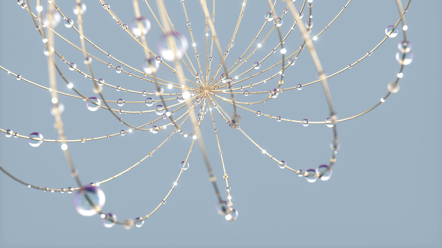 Wire with water droplets