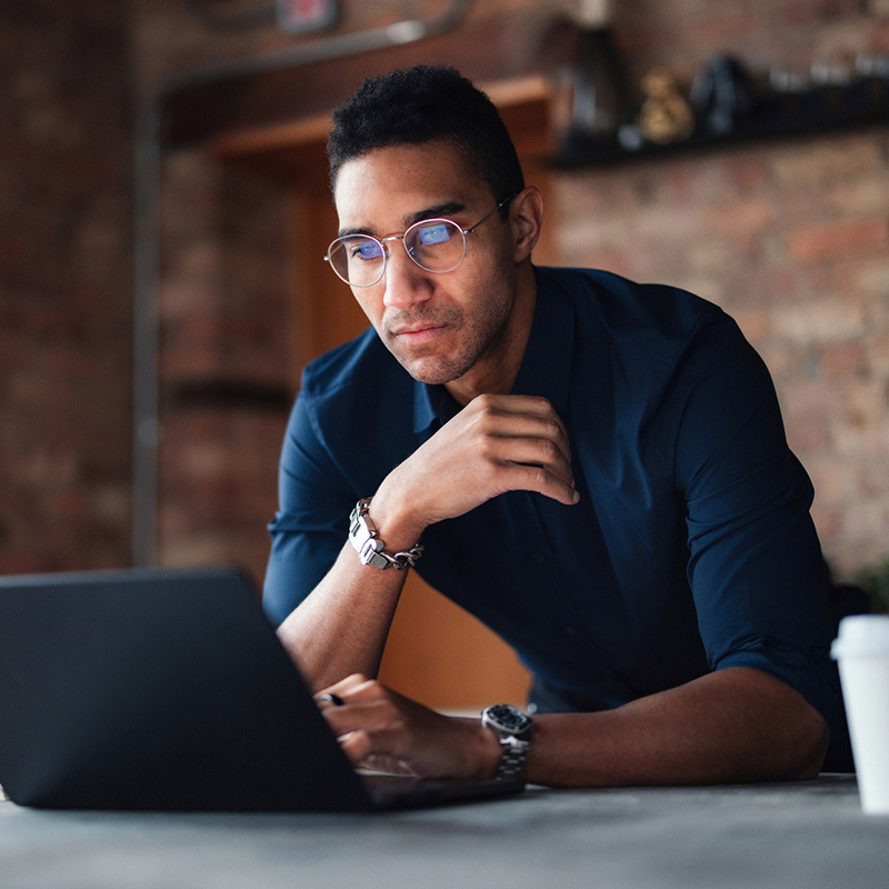man using laptop